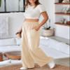 Aleumdr High Waisted Sweatpants for Women 2025 Fall Wide Leg Pants with Pockets Comfy Lounge Pants Flowy Pants Beige Large view 3