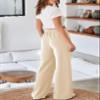Aleumdr High Waisted Sweatpants for Women 2025 Fall Wide Leg Pants with Pockets Comfy Lounge Pants Flowy Pants Beige Large view 4