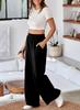 Aleumdr Wide Leg Pants for Women 2025 Fall Elastic High Waisted Sweatpants Casual Long Pants Jogger Pants with Pockets Black Large view 4