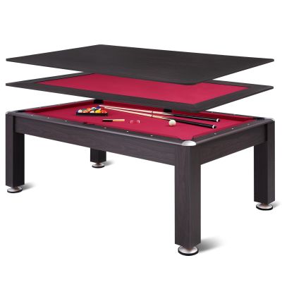 RAYKEEP 7FT 3-in-1 Multi Game Pool Table with Dining/Poker Top, Heavy-Duty Combo Game Billiard Table with Leg Levelers for Adults Kids Family Home Game Room
