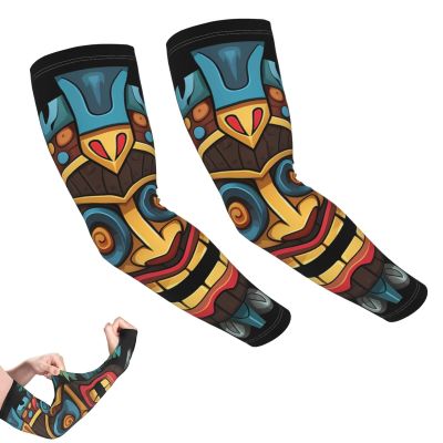 GlbnSHeric Arm Sleeves UV Sun Protection Sleeves Tattoo Cover Colorful tiki mask pattern Arm Sleeve Sun Sleeves for Men Women, Colorful Tiki Mask Pattern, One Size