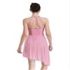 vastwit Women's Lyrical Dance Leotard Dress Rhinestones Mesh Tulle High Low Skirt Contemporary Dance Costume Pink Medium view 2