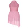 vastwit Women's Lyrical Dance Leotard Dress Rhinestones Mesh Tulle High Low Skirt Contemporary Dance Costume Pink Medium view 4