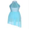 vastwit Women's Lyrical Dance Leotard Dress Rhinestones Mesh Tulle High Low Skirt Contemporary Dance Costume Light Blue Medium view 3