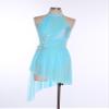 vastwit Women's Lyrical Dance Leotard Dress Rhinestones Mesh Tulle High Low Skirt Contemporary Dance Costume Light Blue Medium view 4