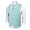 DiBanGu Men's Mint Green Suit Vest Business Dress Waistcoat with 2 Pockets V-Neck Tuxedo Vests for Formal Wedding, Green, M view 1