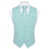 DiBanGu Men's Mint Green Suit Vest Business Dress Waistcoat with 2 Pockets V-Neck Tuxedo Vests for Formal Wedding, Green, M view 2