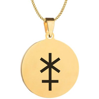 KOVEVE Greek Myth Hera Juno Goddess Engraved Symbol Stainless Steel Jewelry Pendant Necklace Chain, Large 35MM, Gold
