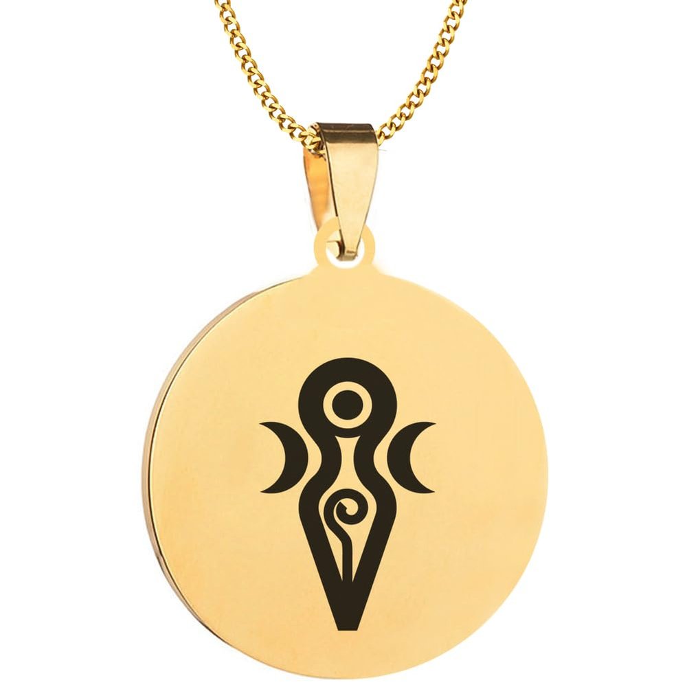 KOVEVE Greek Myth Gaia Earth Engraved Symbol Stainless Steel Jewelry Pendant Necklace Chain