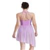 vastwit Women's Lyrical Dance Leotard Dress Rhinestones Mesh Tulle High Low Skirt Contemporary Dance Costume Light Purple Medium view 3