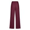 HJYUZP Women's Casual Pants, Placed,Womens Casual Cotton Linen Pants Lightweight Summer Relax Fit Elastic Waist Plus Size Solid Lounge Long Trousers,Wine,3X-Large view 3