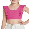 Girls Training Bra Cute Ruffle Sports Bra for Kids Comfort Dance Yoga Crop Top Hot Pink view 1