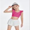 Girls Training Bra Cute Ruffle Sports Bra for Kids Comfort Dance Yoga Crop Top Hot Pink view 2