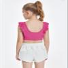 Girls Training Bra Cute Ruffle Sports Bra for Kids Comfort Dance Yoga Crop Top Hot Pink view 4