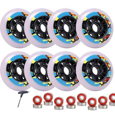 Premium 110mm Speed Inline Skate Wheels 110mm 100mm 90mm Inline Skate Replacement Wheels with Bearings 85A Hardness (8pcs,110mm)