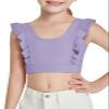 Girls Training Bra Cute Ruffle Sports Bra for Kids Comfort Dance Yoga Crop Top Purple view 1