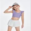 Girls Training Bra Cute Ruffle Sports Bra for Kids Comfort Dance Yoga Crop Top Purple view 2