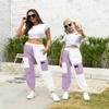 AOWKULAE Big Girls Pants, Drawstring Elastic Waist Loose Tapered Cargo Jogger Pants with Multi Pockets for Girl, Z-White Purple, 14-16 Years = Tag 180 view 2