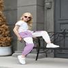 AOWKULAE Big Girls Pants, Drawstring Elastic Waist Loose Tapered Cargo Jogger Pants with Multi Pockets for Girl, Z-White Purple, 14-16 Years = Tag 180 view 4