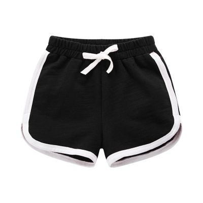 Kids Toddler Boys Girls Cotton Athletic Shorts Solid Color Active Running Shorts for Baby Girl's (Black, 5-6 Years)