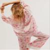 LILTWIST Pink Silk Western Cowgirl Pajamas for Women Satin 2 Piece Floral Pjs Wide Leg Lounge Pants Button down Pj Shirt Set view 4