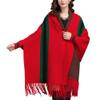 Spring and Autumn tassel ladies scarf, windproof and cold-proof shawl, party cape women wraps (red) view 1
