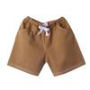 Kids Toddler Boys Girls Solid Color Casual Shorts Summer Cotton Elastic Waist Shorts Comfy Breathable (Brown, 3-4 Years) view 1