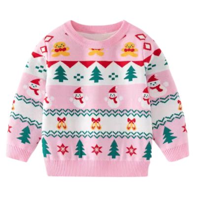 Toddler Christmas Sweater Snowman Girls Knit Crewneck Snowflake Pullover Kids Cute Xmas Pink Clothes Tops 3-7 Years (Pink, 5-6 Years)