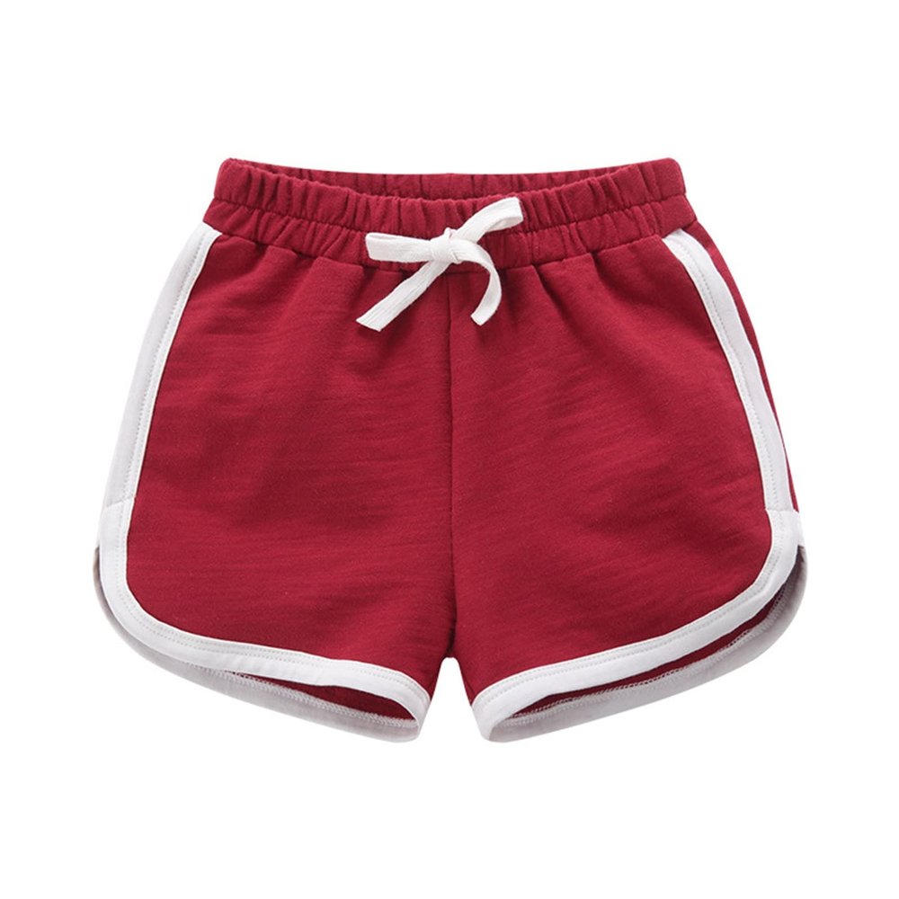 Kids Toddler Boys Girls Cotton Athletic Shorts Solid Color Active Running Shorts for Baby Girl's Boy's (Red, 5-6 Years)