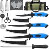 GPUSFAK 10 Pieces Fillet Set, Stainless Bait Knife With Sharpening Rod and Sheath, Professional Filleting Boning for Meat Blue view 1