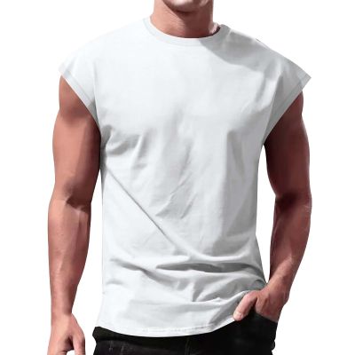 Ymosrh Mens Tank Tops Casual Workout Sleeveless Gym Muscle Tee Bodybuilding Shirt Men Sport Tank Top (3XL, White)