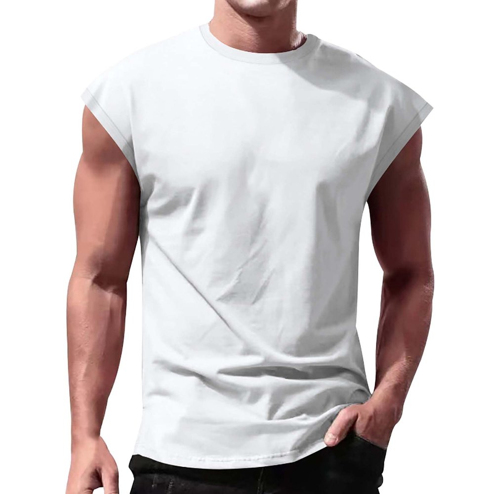Ymosrh Mens Tank Tops Casual Workout Sleeveless Gym Muscle Tee Bodybuilding Shirt Men Sport Tank Top (3XL, White)