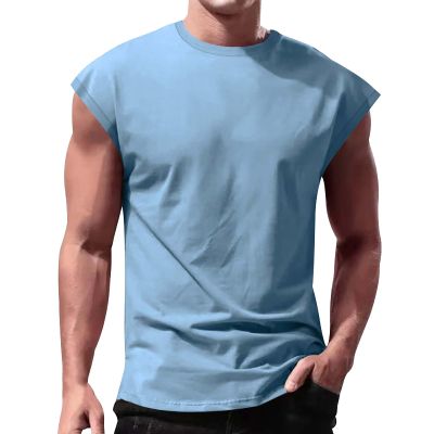 Ymosrh Tank Top Mens, Casual Workout Sleeveless Gym Muscle Tee Bodybuilding Shirt Mens Workout Undershirt Man Tank Top (L, Light Blue)