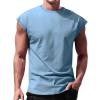 Ymosrh Tank Top Mens, Casual Workout Sleeveless Gym Muscle Tee Bodybuilding Shirt Mens Workout Undershirt Man Tank Top (L, Light Blue) view 1