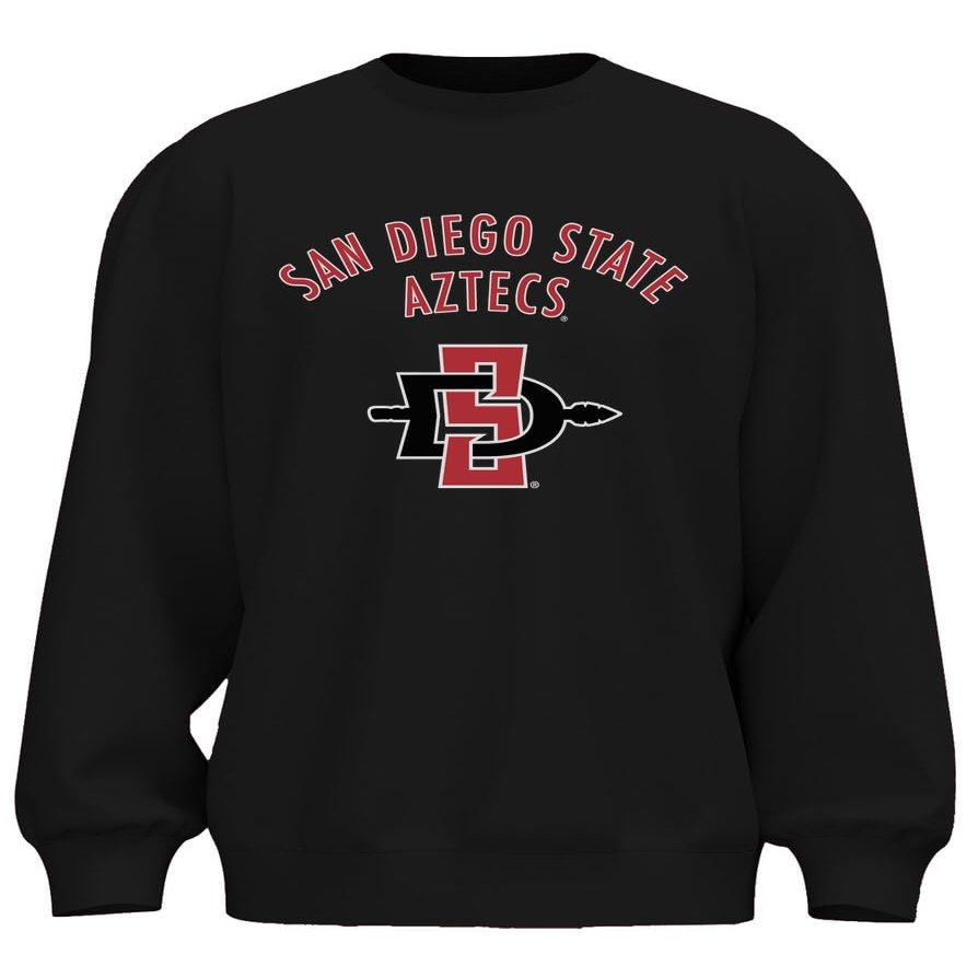Venley NCAA Officially Licensed Apparel San Diego State University Gameday SDSU Aztecs Logo Unisex RYLSDS02 Sweatshirt SanDiego02S Black X-Large