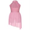 HULIJA Women Applique Lyrical Dance Dress Irregular Flowy Tulle Skirt Leotard Contemporary Dance Costume Pink X-Large view 3