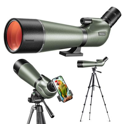 Nexiview 25-75x80 HD Spotting Scope with 64in Tripod and Upgraded Phone Adapter, Clear Image with BAK4 Prism Spotting Scopes for Target Shooting, Bird Watching, Hunting, Wildlife ViewingGreen