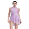 HULIJA Women Applique Lyrical Dance Dress Irregular Flowy Tulle Skirt Leotard Contemporary Dance Costume Lightpurple Medium view 2