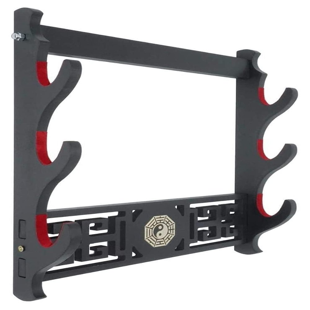Weapon Rack Weapon Display Stand Sword Stand Padded Sword Wall Mount Katana Stand Samurai Sword Holder Display Rack Tai Chi Bagua Style 3 Layer Sword Rack