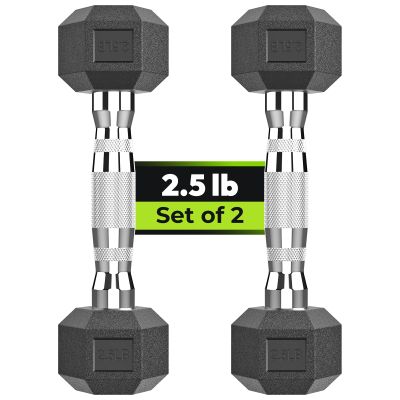 Hex Dumbbell Rubber Encased Strength Training Dumbbells, Hand Weight For Workout & Exercise/Pair of 2.5LB
