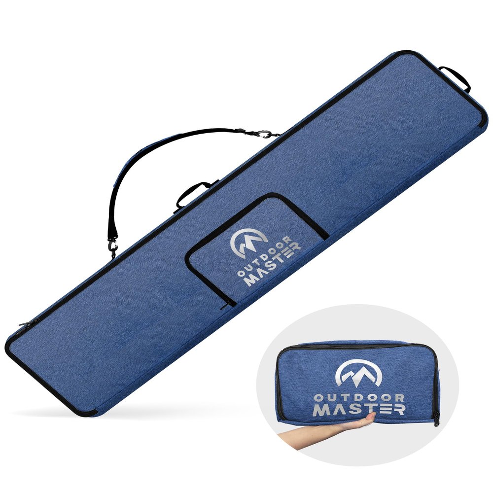 OutdoorMaster Snowboard Bag - 900D Water Resistant Snowboard Travel Bag with Shoulder Strap, Foldable Storage Design - Blue, M