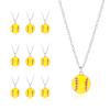 12pcs Baseball Necklace, 23.35in Adjustable Sports Charm Jewelry Alloy Friendship Pendant Sports Themed Softball Chain Gifts for Baseball Player Lovers Party Favors view 1