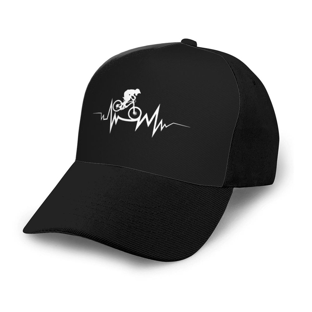 BUECDHYEI Mountain Bike Heartbeat Trucker Hat for Men Women - Outdoors Baseball Snapback Cap Black