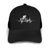 BUECDHYEI Mountain Bike Heartbeat Trucker Hat for Men Women - Outdoors Baseball Snapback Cap Black view 2