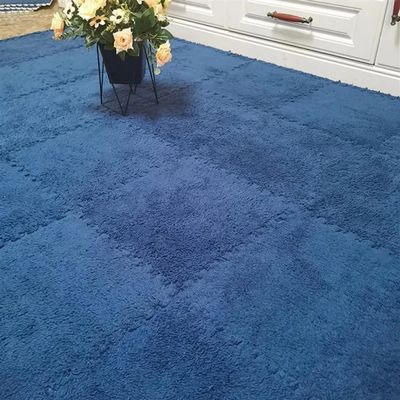 YQJYBD 12Pcs 30cm Carpet Padding,Foam Floor Tiles,Interlocking Carpet Shaggy Soft EVA Foam Mats RV Carpet Tiles for Bedroom, Playroom,Exercise(Blue)