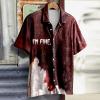 Generic Halloween Shirt I'M Fine Bloody Shirt Short Sleeve Button Down Shirt Halloween Bloody Cloth Horror Shirts Funny Shirts Wine, 3X-Large view 3