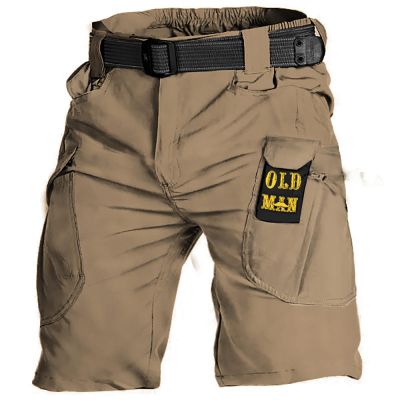FONMA Mens Cargo Shorts 2025 Summer Outdoor Tactical Shorts Solid/Patriotic Printed Military Pants with Multi Pockets Browns Large