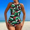 Zakqeik Palestine Flag One-Piece Swimsuit Tummy Control Bathing Suits for Women Full Coverage Cutout Mesh Sexy Swimwear L view 2