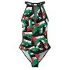 Zakqeik Palestine Flag One-Piece Swimsuit Tummy Control Bathing Suits for Women Full Coverage Cutout Mesh Sexy Swimwear L view 3