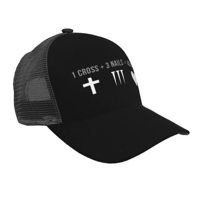 1 Cross 3 Nails 4 Given Christian Cross Trucker Hat - Mesh Baseball Snapback Cap for Men Or Women Outdoors Black